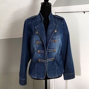 Chicos Denim Military Jacket, Size 1